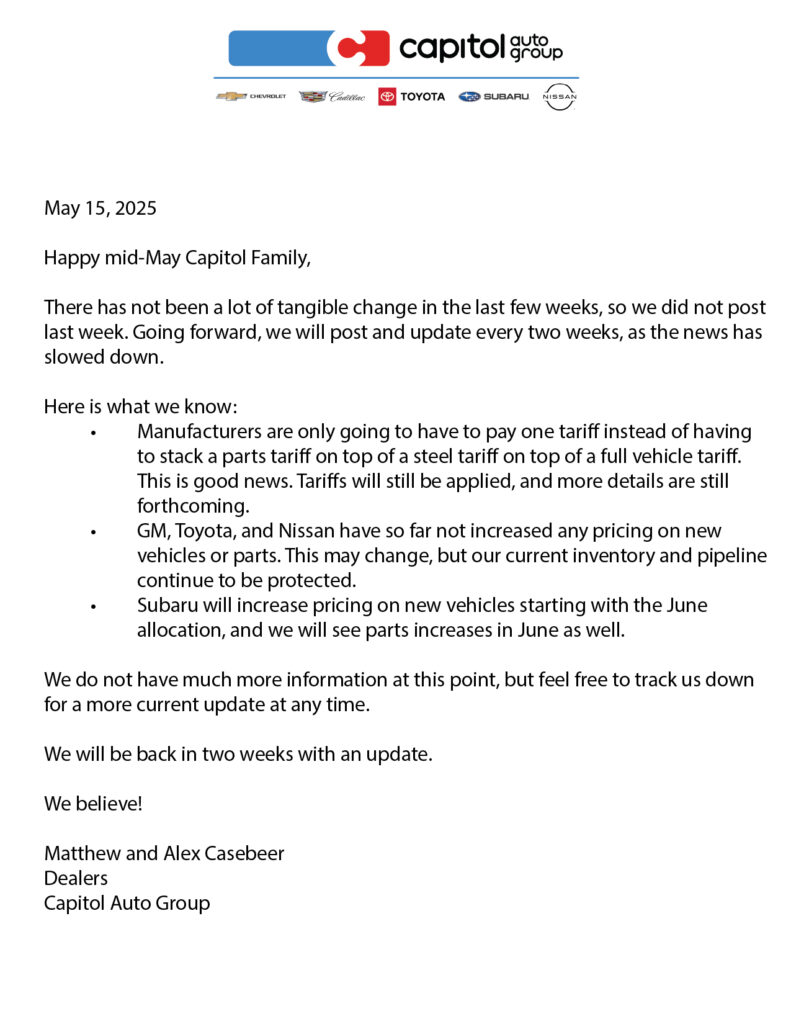 tariff letter 5-15