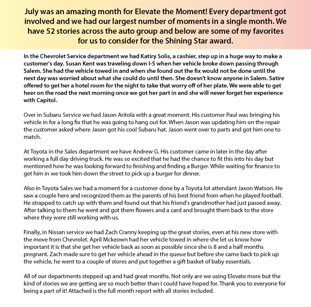 elevate stories aug 6