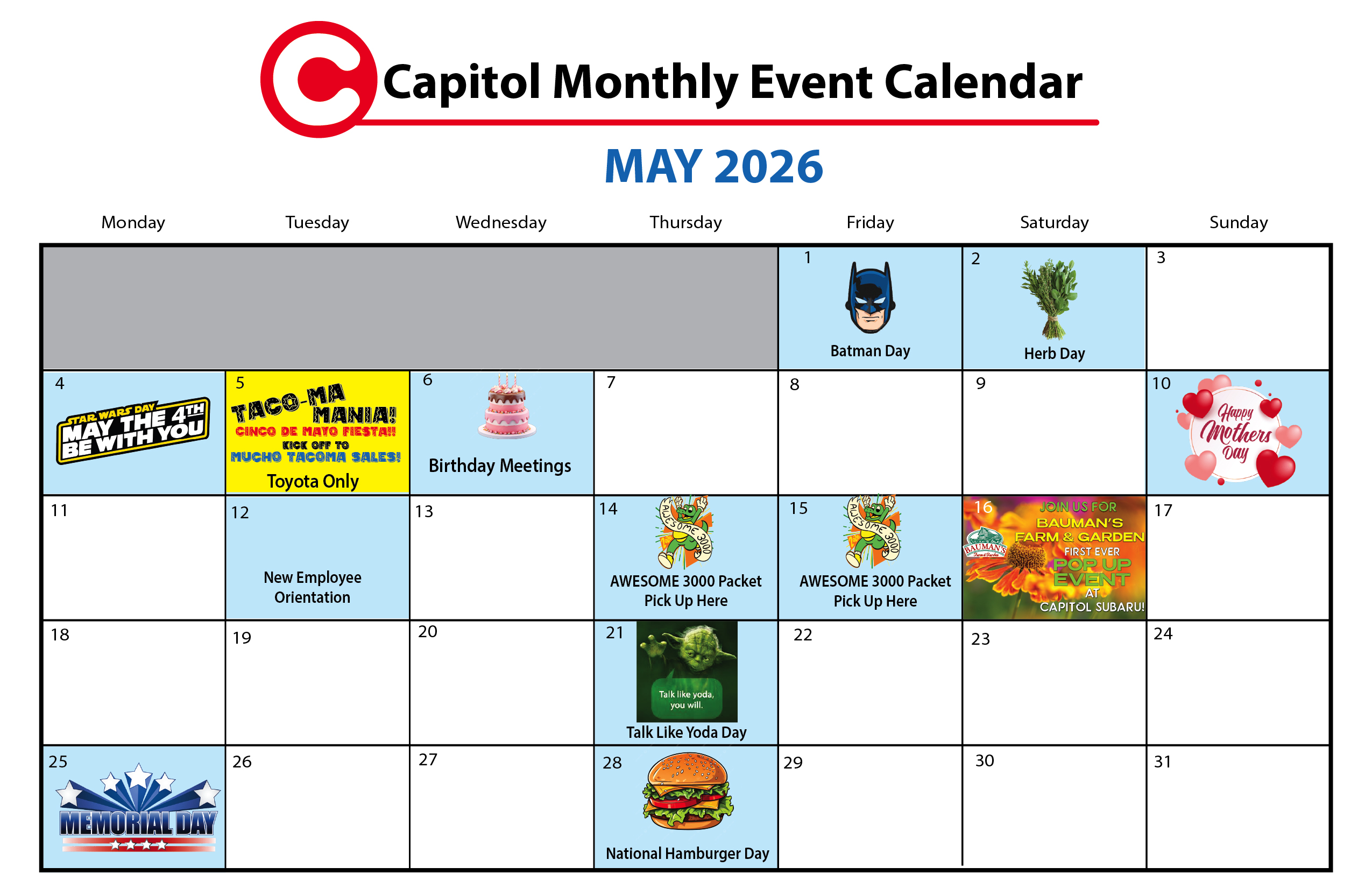 May only CALENDAR