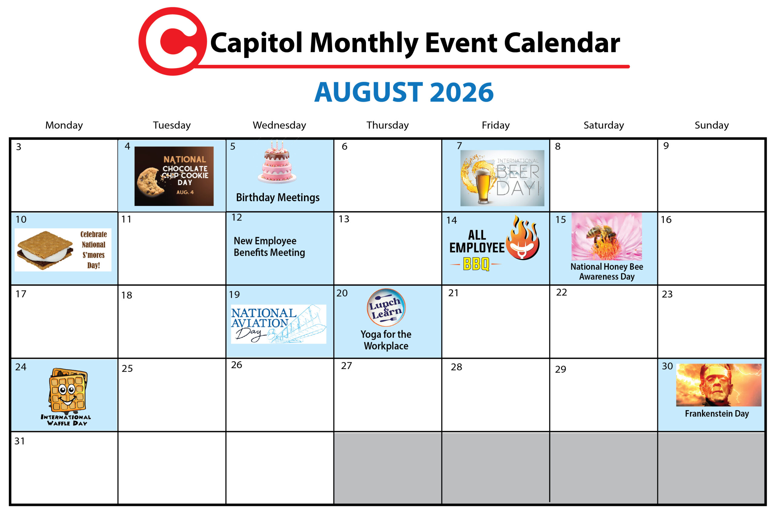August only CALENDAR