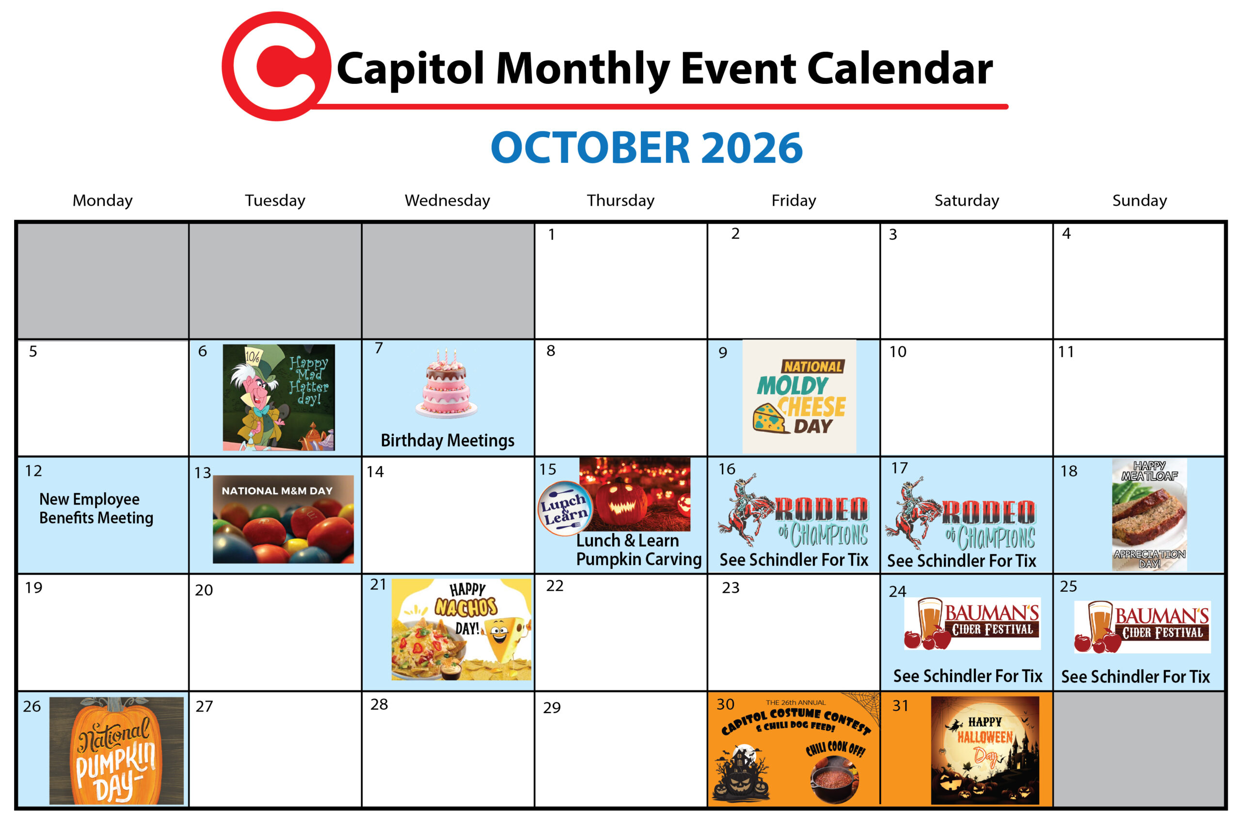 october only CALENDAR